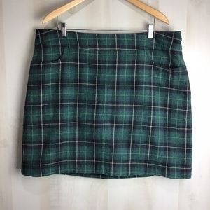 Plaid Mini Skirt Plus Size Green fall